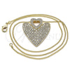 Collares con Dije 04.156.0203.20 Oro Laminado, Diseño de Corazón, con Blanca Micro Pave, Pulido, Tono Dorado (02 MM Thickness, 20 Inches Length)