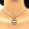 Collares con Dije 04.156.0204.20 Oro Laminado, Diseño de Corazón, con Blanca Zirconia Cubica, Pulido, Tono Dorado (02 MM Thickness, 20 Inches Length)