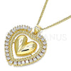 Collares con Dije 04.156.0204.20 Oro Laminado, Diseño de Corazón, con Blanca Zirconia Cubica, Pulido, Tono Dorado (02 MM Thickness, 20 Inches Length)