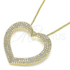 Collares con Dije 04.156.0218.20 Oro Laminado, Diseño de Corazón, con Blanca Micro Pave, Pulido, Tono Dorado (02 MM Thickness, 20 Inches Length)