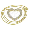 Collares con Dije 04.156.0218.20 Oro Laminado, Diseño de Corazón, con Blanca Micro Pave, Pulido, Tono Dorado (02 MM Thickness, 20 Inches Length)