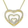 Collares con Dije 04.156.0219.20 Oro Laminado, Diseño de Corazón, con Blanca Micro Pave, Pulido, Tono Dorado (02 MM Thickness, 20 Inches Length)
