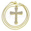 Collares con Dije 04.156.0221.20 Oro Laminado, Diseño de Cruz, con Blanca Micro Pave, Pulido, Tono Dorado (02 MM Thickness, 20 Inches Length)