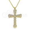 Collares con Dije 04.156.0221.20 Oro Laminado, Diseño de Cruz, con Blanca Micro Pave, Pulido, Tono Dorado (02 MM Thickness, 20 Inches Length)