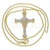 Collares con Dije 04.156.0223.20 Oro Laminado, Diseño de Cruz, con Blanca Micro Pave, Pulido, Tono Dorado (02 MM Thickness, 20 Inches Length)