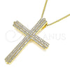 Collares con Dije 04.156.0230.20 Oro Laminado, Diseño de Cruz, con Blanca Micro Pave, Pulido, Tono Dorado (02 MM Thickness, 20 Inches Length)