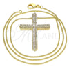 Collares con Dije 04.156.0230.20 Oro Laminado, Diseño de Cruz, con Blanca Micro Pave, Pulido, Tono Dorado (02 MM Thickness, 20 Inches Length)