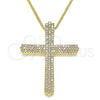 Collares con Dije 04.156.0230.20 Oro Laminado, Diseño de Cruz, con Blanca Micro Pave, Pulido, Tono Dorado (02 MM Thickness, 20 Inches Length)