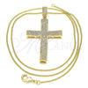 Collares con Dije 04.156.0232.20 Oro Laminado, Diseño de Cruz, con Blanca Micro Pave, Pulido, Tono Dorado (02 MM Thickness, 20 Inches Length)
