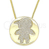 Collares con Dije 04.156.0237.20 Oro Laminado, Diseño de Niñito Pequeño, con Blanca Micro Pave, Pulido, Tono Dorado (02 MM Thickness, 20 Inches Length)