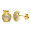 Arete Dormilona 02.377.0020 Oro Laminado, Diseño de Mariquita, con Blanca Micro Pave, Pulido, Tono Dorado