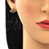 Arete Dormilona 02.377.0021 Oro Laminado, con Multicolor Micro Pave, Pulido, Tono Dorado