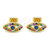 Arete Dormilona 02.377.0021 Oro Laminado, con Multicolor Micro Pave, Pulido, Tono Dorado