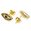 Arete Dormilona 02.377.0021 Oro Laminado, con Multicolor Micro Pave, Pulido, Tono Dorado