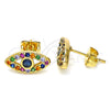 Arete Dormilona 02.377.0021 Oro Laminado, con Multicolor Micro Pave, Pulido, Tono Dorado