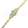 Pulsera Elegante 03.253.0052.08 Oro Laminado, Diseño de San Benito y Corazón, Pulido, Tres Tonos (04 MM Thickness, 8 Inches Length)