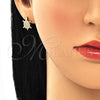 Arete Dormilona 02.344.0054 Oro Laminado, Diseño de Tortuga, con Blanca Micro Pave, Pulido, Tono Dorado