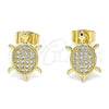 Arete Dormilona 02.344.0054 Oro Laminado, Diseño de Tortuga, con Blanca Micro Pave, Pulido, Tono Dorado