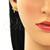 Arete Dormilona 02.342.0073 Oro Laminado, Diseño de Libélula, con Blanca Micro Pave, Pulido, Tono Dorado