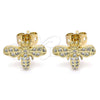 Arete Dormilona 02.342.0074 Oro Laminado, Diseño de Abeja, con Blanca Micro Pave, Pulido, Tono Dorado