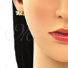 Arete Dormilona 02.342.0076 Oro Laminado, Diseño de Libélula, con Blanca Micro Pave, Pulido, Tono Dorado