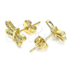 Arete Dormilona 02.342.0076 Oro Laminado, Diseño de Libélula, con Blanca Micro Pave, Pulido, Tono Dorado