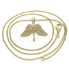 Collares con Dije 04.342.0016.20 Oro Laminado, Diseño de Angel, con Blanca Micro Pave, Pulido, Tono Dorado (02 MM Thickness, 20 Inches Length)