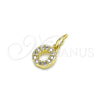 Dije Elegante 05.341.0040 Oro Laminado, Diseño de Iniciales, con Blanca Micro Pave, Pulido, Tono Dorado