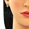 Arete Dormilona 02.156.0416 Oro Laminado, Diseño de Niñito Pequeño, con Blanca Zirconia Cubica, Pulido, Tono Dorado