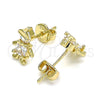 Arete Dormilona 02.156.0416 Oro Laminado, Diseño de Niñito Pequeño, con Blanca Zirconia Cubica, Pulido, Tono Dorado