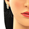 Arete Dormilona 02.156.0418 Oro Laminado, Diseño de Niñita Pequeña, con Blanca and Negro Micro Pave, Pulido, Tono Dorado