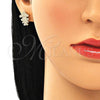 Arete Dormilona 02.156.0419 Oro Laminado, Diseño de Niñita Pequeña, con Blanca Micro Pave, Pulido, Tono Dorado