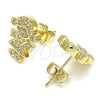 Arete Dormilona 02.156.0419 Oro Laminado, Diseño de Niñita Pequeña, con Blanca Micro Pave, Pulido, Tono Dorado