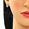 Arete Dormilona 02.156.0421 Oro Laminado, Diseño de Niñita Pequeña, con Blanca Micro Pave, Pulido, Tono Dorado