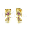 Arete Dormilona 02.156.0422 Oro Laminado, Diseño de Niñita Pequeña, con Rubi Micro Pave, Pulido, Tono Dorado