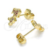 Arete Dormilona 02.156.0422 Oro Laminado, Diseño de Niñita Pequeña, con Rubi Micro Pave, Pulido, Tono Dorado