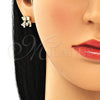 Arete Dormilona 02.156.0232.1 Oro Laminado, Diseño de Niñito Pequeño y Niñita Pequeña, con Blanca Micro Pave, Pulido, Tono Dorado