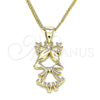 Collares con Dije 04.156.0259.20 Oro Laminado, Diseño de Niñita Pequeña, con Blanca Micro Pave, Pulido, Tono Dorado (02 MM Thickness, 20 Inches Length)