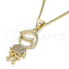 Collares con Dije 04.156.0260.20 Oro Laminado, Diseño de Niñito Pequeño, con Blanca Micro Pave, Pulido, Tono Dorado (02 MM Thickness, 20 Inches Length)