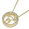 Collares con Dije 04.156.0262.20 Oro Laminado, Diseño de Niñita Pequeña, con Blanca Micro Pave, Pulido, Tono Dorado (02 MM Thickness, 20 Inches Length)