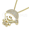 Collares con Dije 04.156.0266.20 Oro Laminado, Diseño de Niñito Pequeño, con Blanca Micro Pave, Pulido, Tono Dorado (02 MM Thickness, 20 Inches Length)
