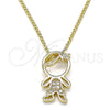 Collares con Dije 04.156.0271.20 Oro Laminado, Diseño de Niñito Pequeño, con Blanca Micro Pave, Pulido, Tono Dorado (02 MM Thickness, 20 Inches Length)