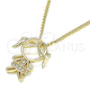 Collares con Dije 04.156.0272.20 Oro Laminado, Diseño de Niñita Pequeña, con Blanca Micro Pave, Pulido, Tono Dorado (02 MM Thickness, 20 Inches Length)