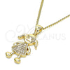 Collares con Dije 04.156.0273.20 Oro Laminado, Diseño de Niñita Pequeña, con Blanca Micro Pave, Pulido, Tono Dorado (02 MM Thickness, 20 Inches Length)