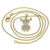 Collares con Dije 04.156.0275.20 Oro Laminado, Diseño de Niñita Pequeña, con Blanca Micro Pave, Pulido, Tono Dorado (02 MM Thickness, 20 Inches Length)