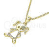 Collares con Dije 04.156.0277.20 Oro Laminado, Diseño de Niñita Pequeña, con Blanca Micro Pave, Pulido, Tono Dorado (02 MM Thickness, 20 Inches Length)