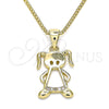 Collares con Dije 04.156.0277.20 Oro Laminado, Diseño de Niñita Pequeña, con Blanca Micro Pave, Pulido, Tono Dorado (02 MM Thickness, 20 Inches Length)
