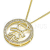 Collares con Dije 04.156.0278.20 Oro Laminado, Diseño de Niñito Pequeño, con Blanca Micro Pave, Pulido, Tono Dorado (02 MM Thickness, 20 Inches Length)