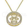 Collares con Dije 04.156.0278.20 Oro Laminado, Diseño de Niñito Pequeño, con Blanca Micro Pave, Pulido, Tono Dorado (02 MM Thickness, 20 Inches Length)