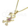 Collares con Dije 04.156.0280.20 Oro Laminado, Diseño de Niñita Pequeña, con Blanca Micro Pave, Pulido, Tono Dorado (02 MM Thickness, 20 Inches Length)